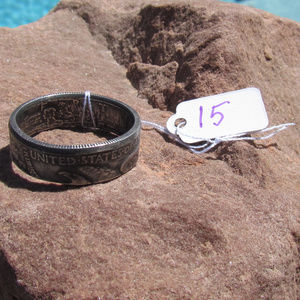 Coin ring 90% silver Walking Liberty half size 15